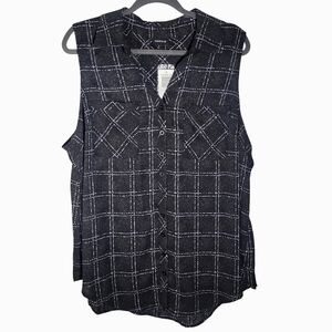 Torrid Madison black plaid tank button up Size 2X NWT